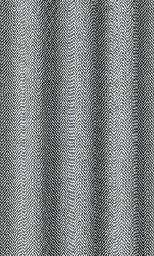 Herringbone Print Home Décor Fabric By the Yard (Petrol Blue/ White)