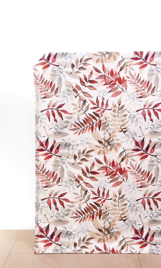 Floral Cotton Curtains (Red/ Gray/ White)