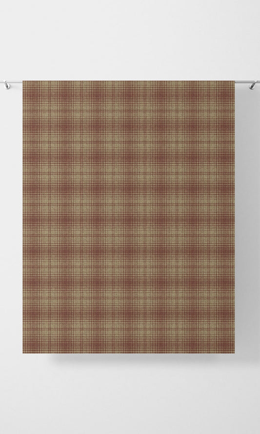 Plaid Patterned Window Curtains (Beige & Red)