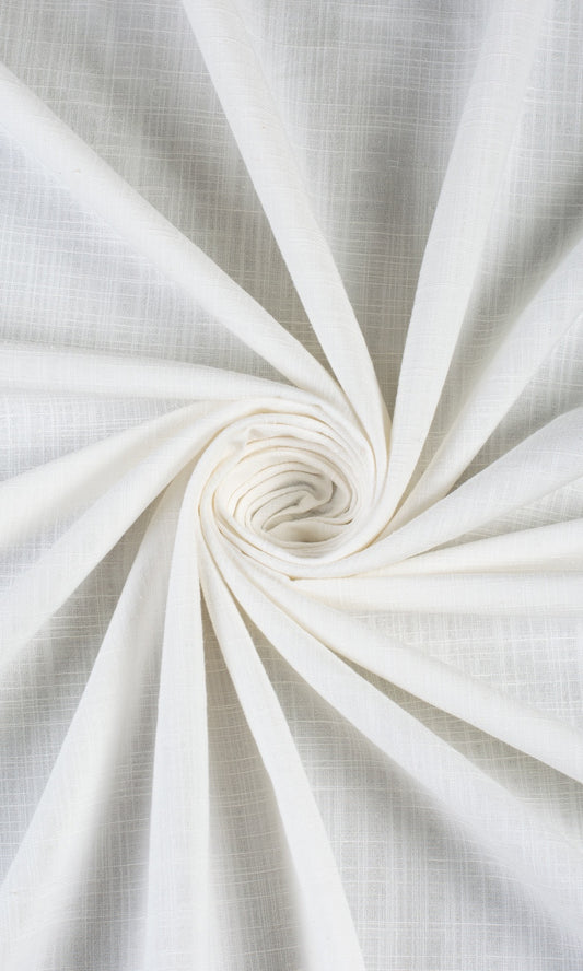 Plain Linen-Texture Curtains (White)