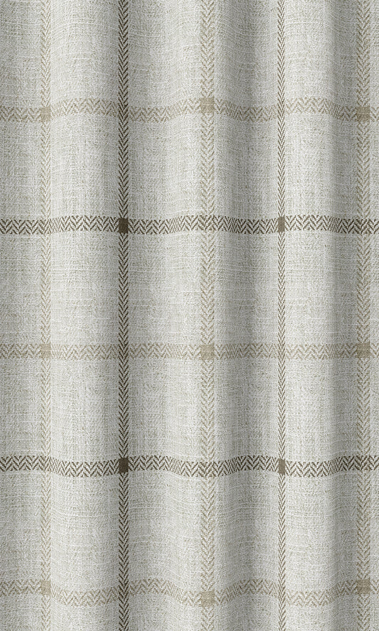 Checked Window Curtains (Ivory/ Sand Beige)