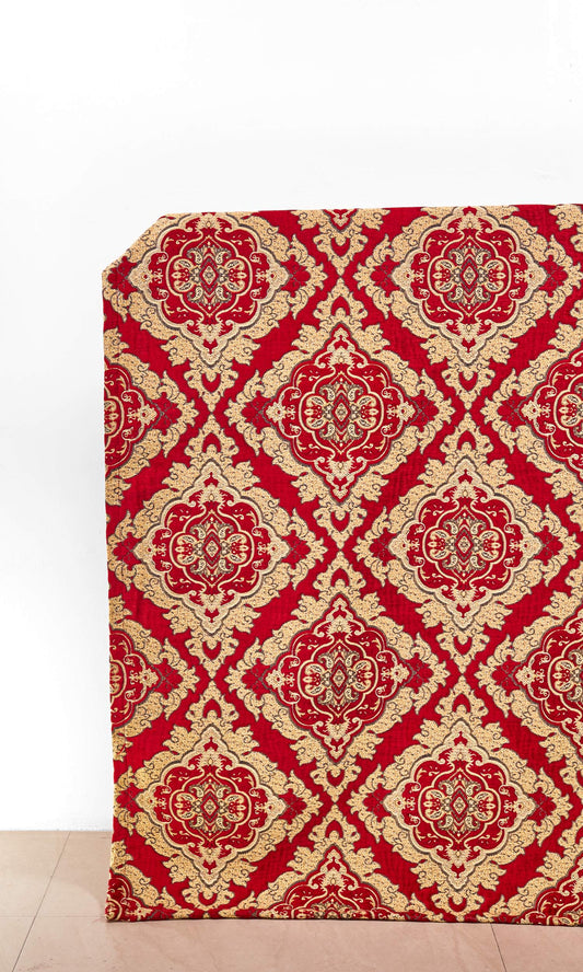 Damask Velvet Home Decor Fabric Sample (Beige/ Brown/ Red)