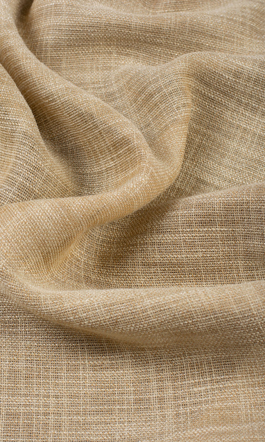 Textured Sheer Home Decor Fabric Sample (Mustard Beige)