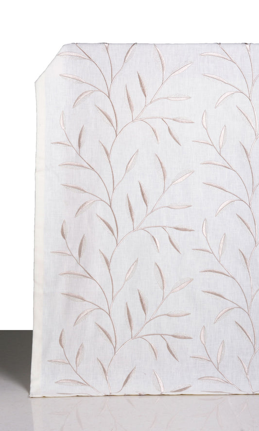 Floral Embroidery Home Decor Fabric Sample (White/ Cream)