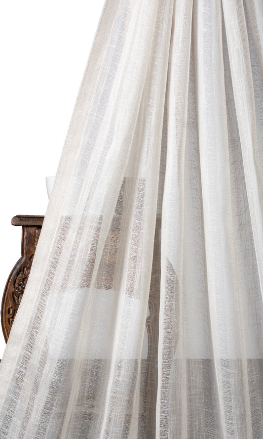 Striped Sheer Home Decor Fabric Sample (White/ Cream)