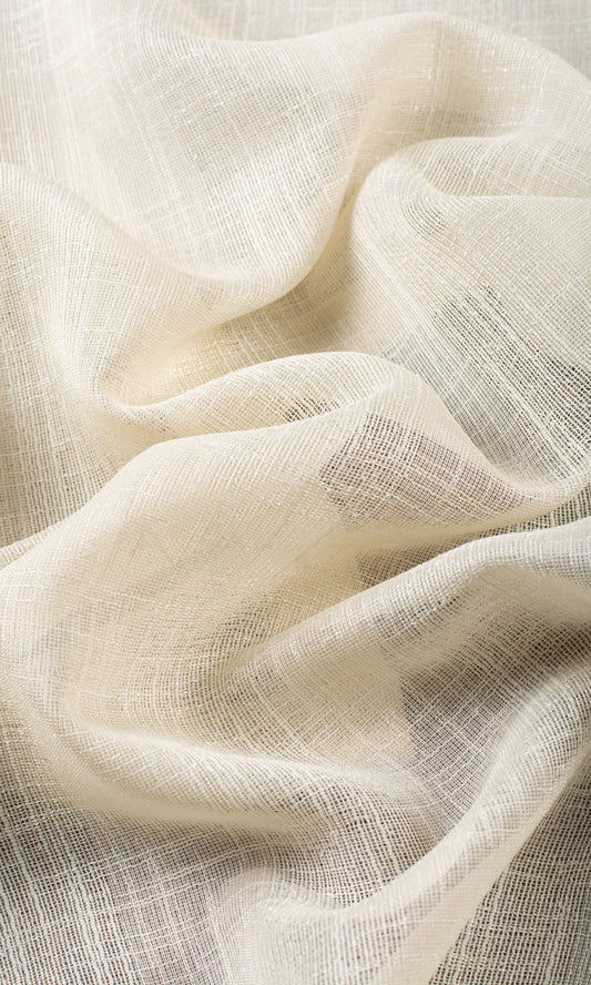 Textured Stripe Sheer Home Decor Fabric Sample (Almond Cream)