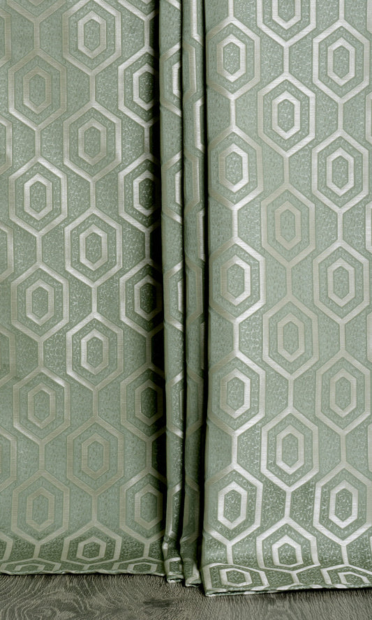 Honeycomb Patterned  Home Decor Fabric Sample (Sage Green)