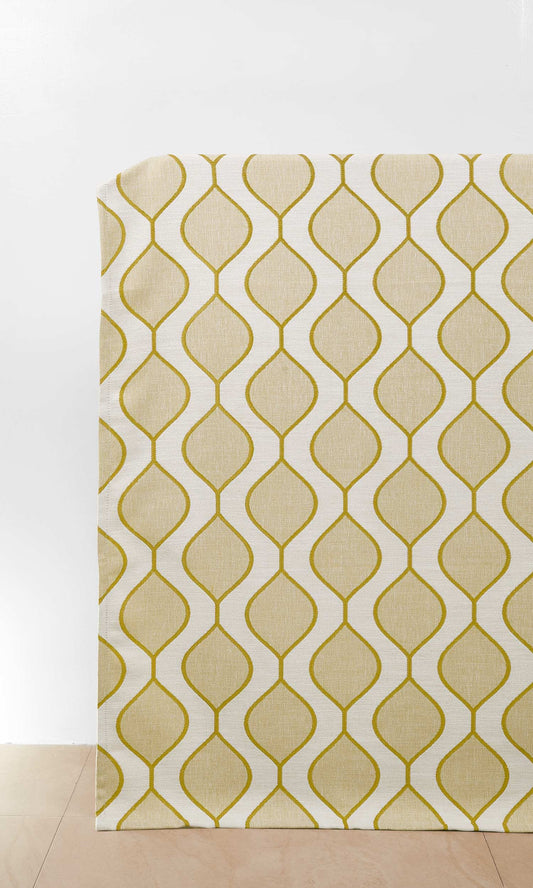 Ogee Patterned Home Decor Fabric Sample (White/ Yellow-Green)