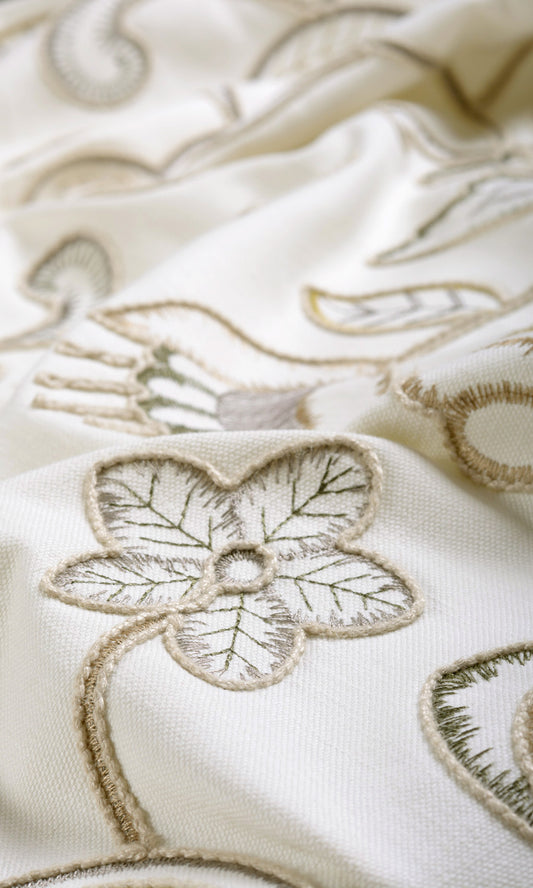 Embroidered Home Decor Fabric By the Yard (Beige/ Gray/ Green/ White)