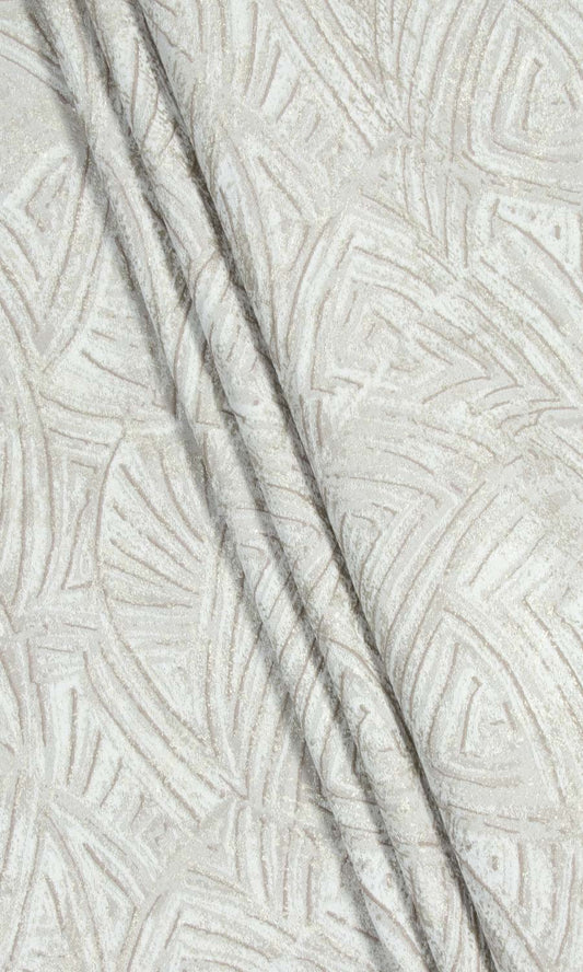 Self-Patterned Poly-Cotton Home Decor Fabric Sample (White/ Cream)