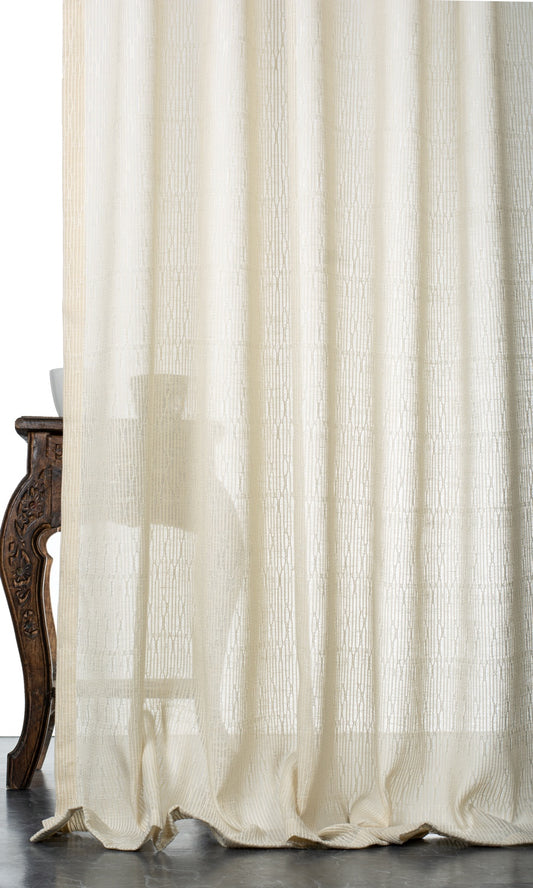 Textured Sheer Window Curtains (Ivory-Beige)