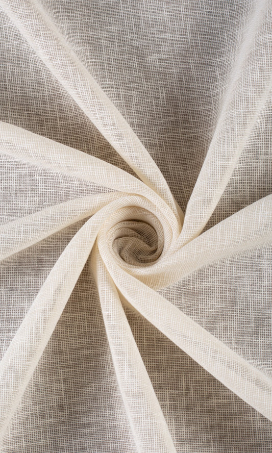 Textured Sheer Home Decor Fabric Sample (Warm Ivory/ Pale Beige)