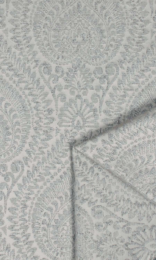 Textured Floral Window Curtains (Silver Grey)