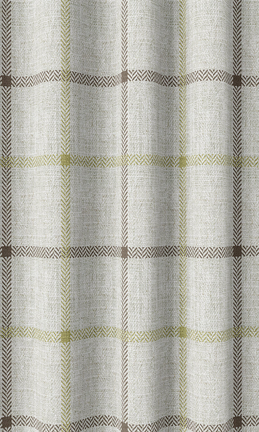 Check Patterned Window Curtains (White/ Green)