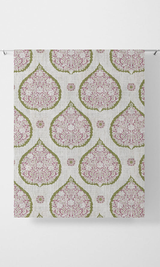 Paisley Window Curtains (Pink/ Green)