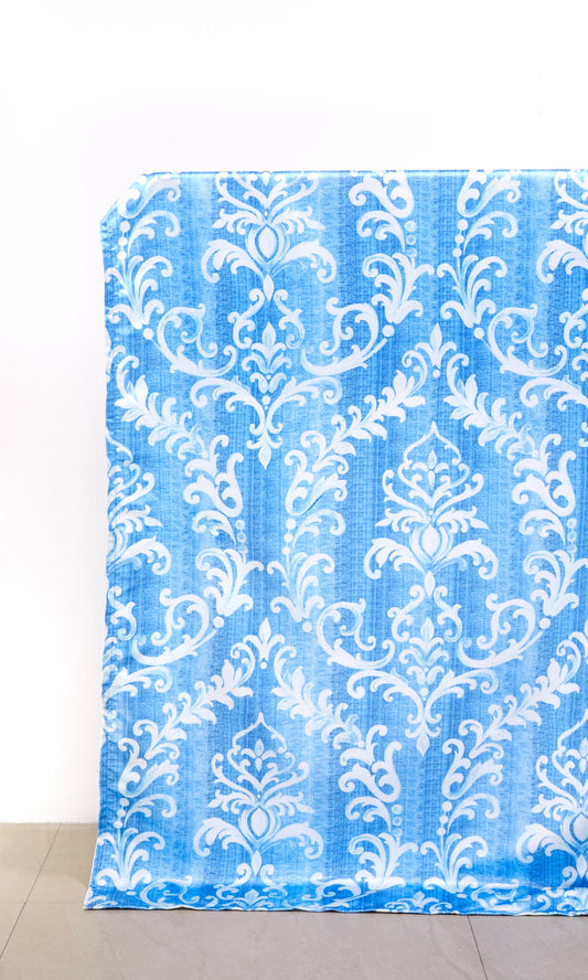 Damask Home Décor Fabric By the Yard (Blue/ White)