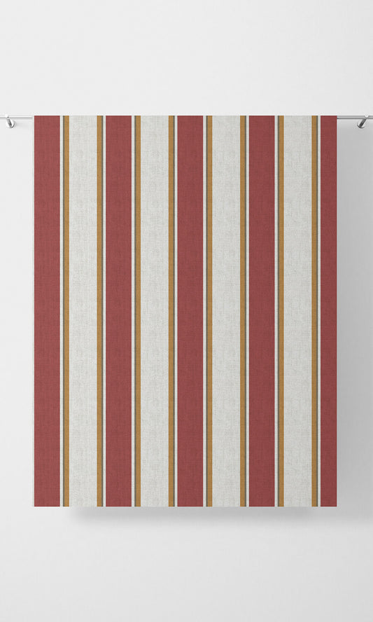 Contemporary Striped Window Curtains (White & Red)