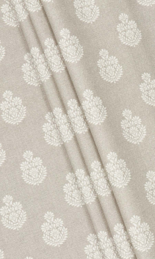 Floral Cotton Drapes (Pale Beige)