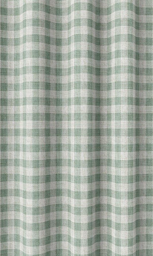 Checkered Home Decor Fabric By the Yard (Duck Egg Blue/ White)