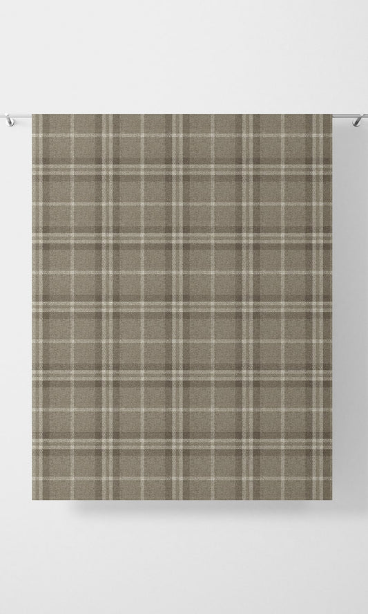 Plaid Patterned Window Curtains (Beige & Brown)