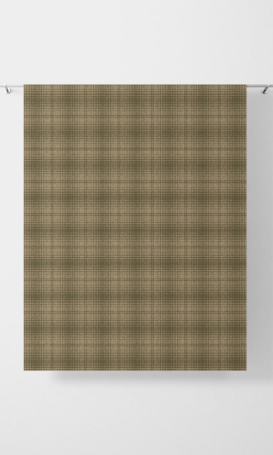 Plaid Print Window Curtains (Olive Green & Beige)