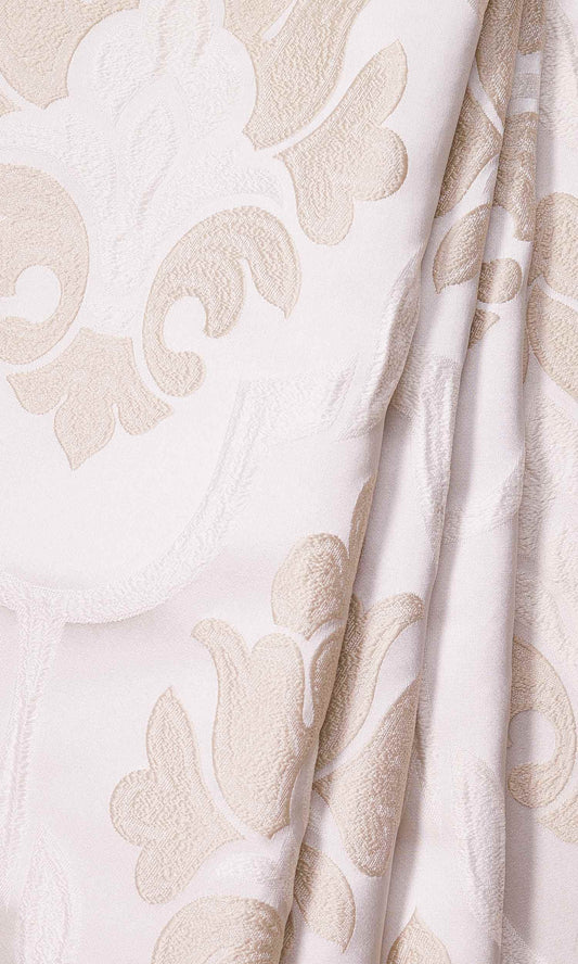 Self-Patterned Damask Curtain Panels (Beige/ Cream)