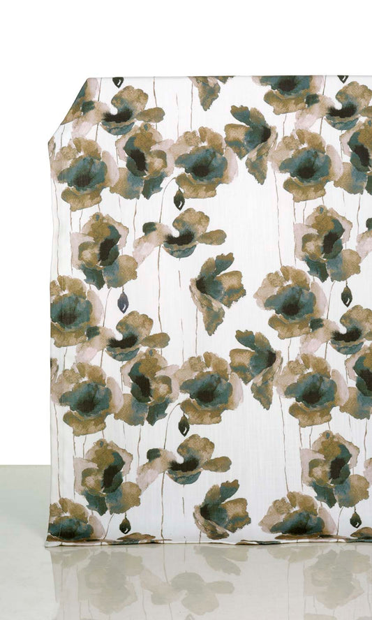 Water Lilies Floral Window Curtains (Brown/ Grey)
