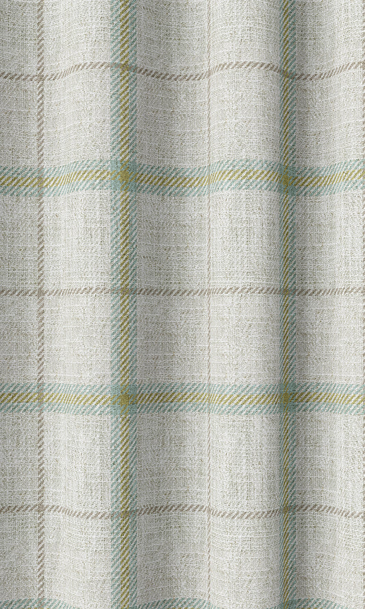 Check Print Window Curtains (White/ Blue/ Green)