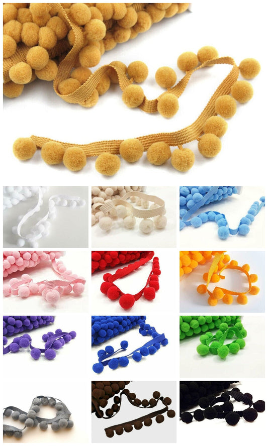 Window drapes pom pom fringe trim