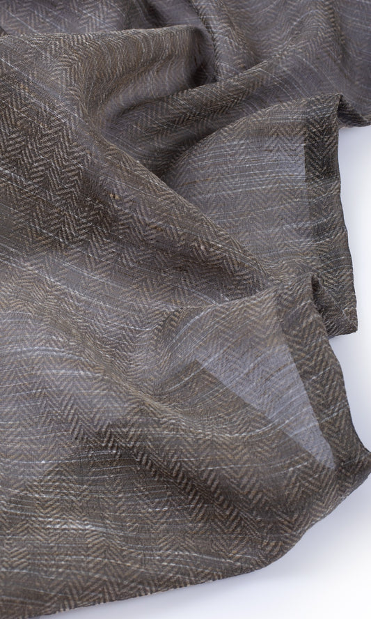 Herringbone Sheer Home Decor Fabric Sample (Grey/ Coffee Brown)
