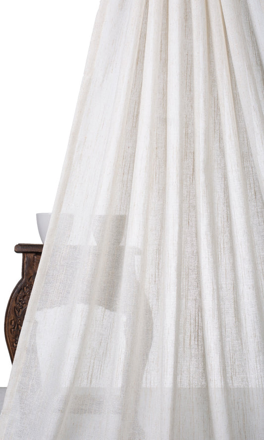 Poly-Linen Sheer Home Decor Fabric Sample (Ivory)