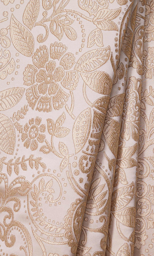 Floral Textured Home Decor Fabric Sample (Cream)