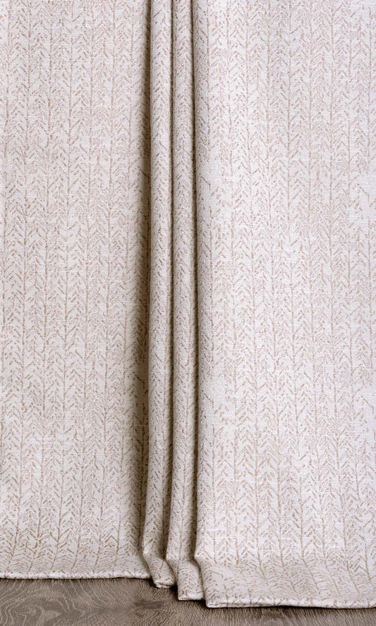 Herringbone Poly-Cotton Home Décor Fabric Sample (Off White/ Brown)