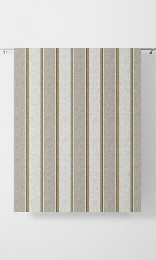 Striped Home Décor Fabric Sample (White/ Brown/ Beige)