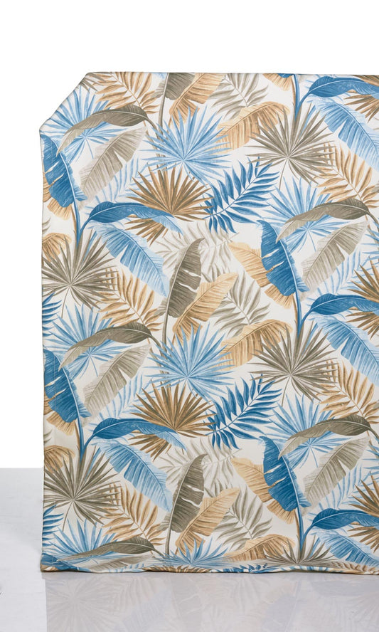 Botanical Floral Home Decor Fabric Sample (Blue/ Brown)
