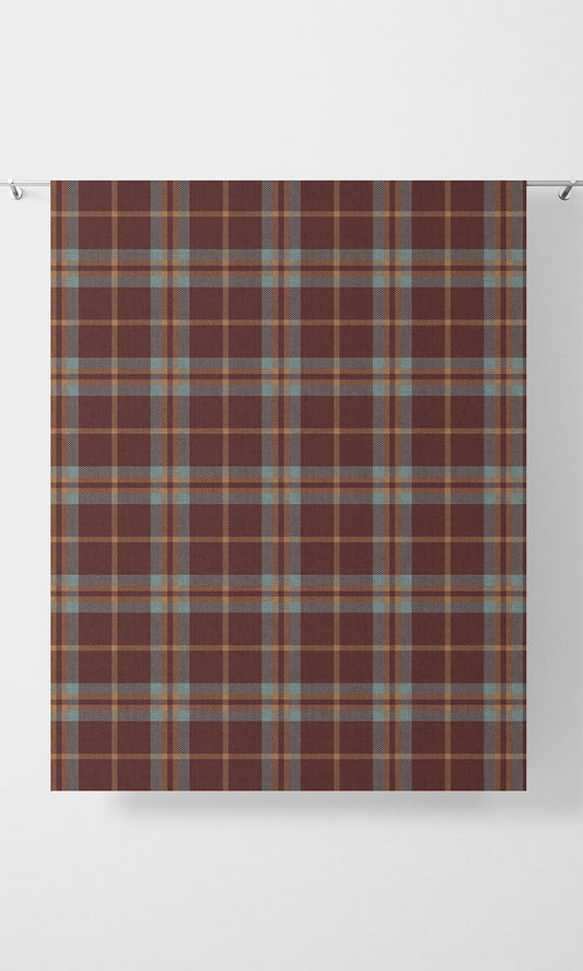 Checkered Home Decor Fabric Sample (Wine Red/ Orange/ Blue)