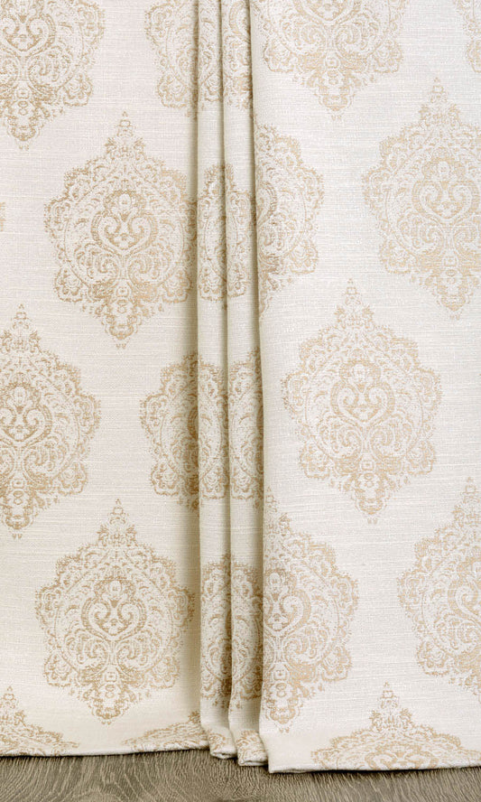 Damask Home Décor Fabric By the Yard (Off White/ Pale Beige)