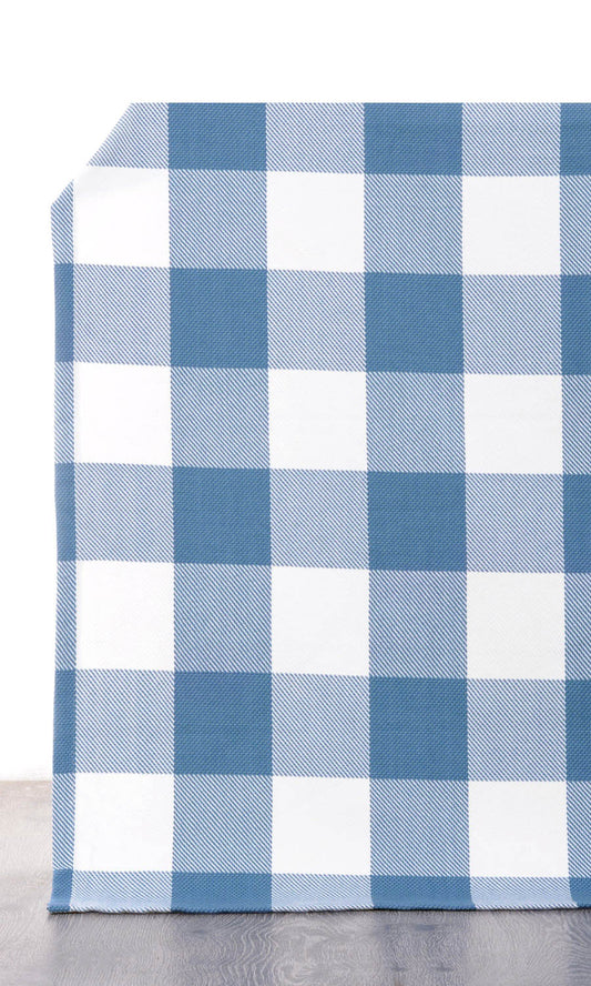 Buffalo Check Window Curtains (Indigo Blue/ White)