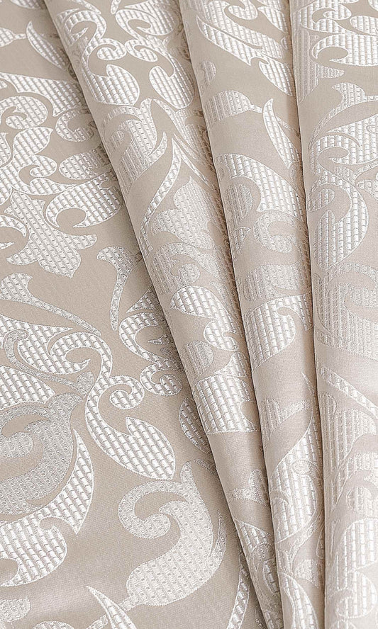 Self Patterned Home Decor Fabric Sample (Pale Beige/ Cream)