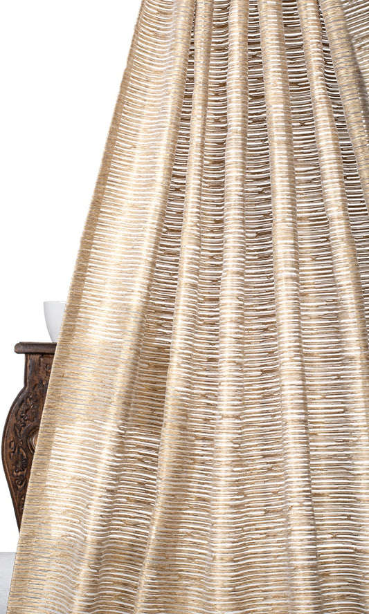 Striped Sheer Home Decor Fabric Sample (Peanut Brown)