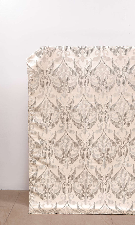 Self Patterned Window Curtains (Cream/ Brown)