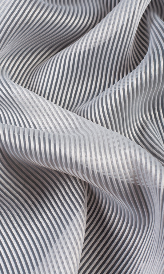 Striped Sheer Home Decor Fabric Sample (Grey)