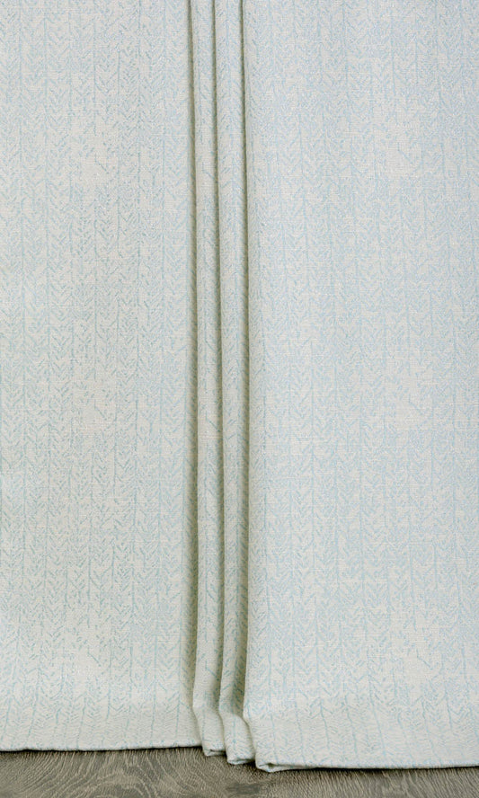 Herringbone Poly-Cotton Home Décor Fabric Sample (White/ Blue)