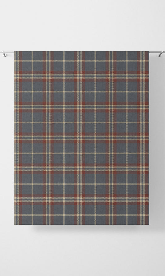 Checkered Home Decor Fabric Sample (Grey/ Red/ Beige)