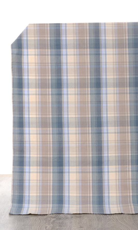 Cotton Home Décor Fabric Sample (Blue/ Brown)