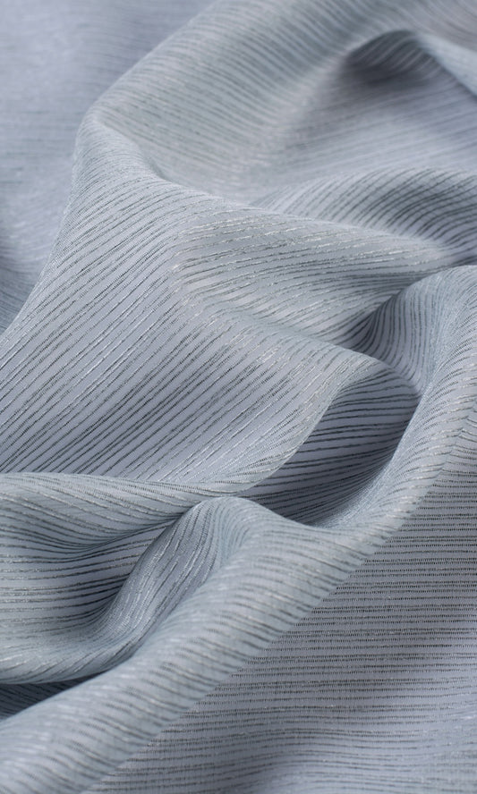 Striped Sheer Fabric Blinds (Periwinkle Gray)