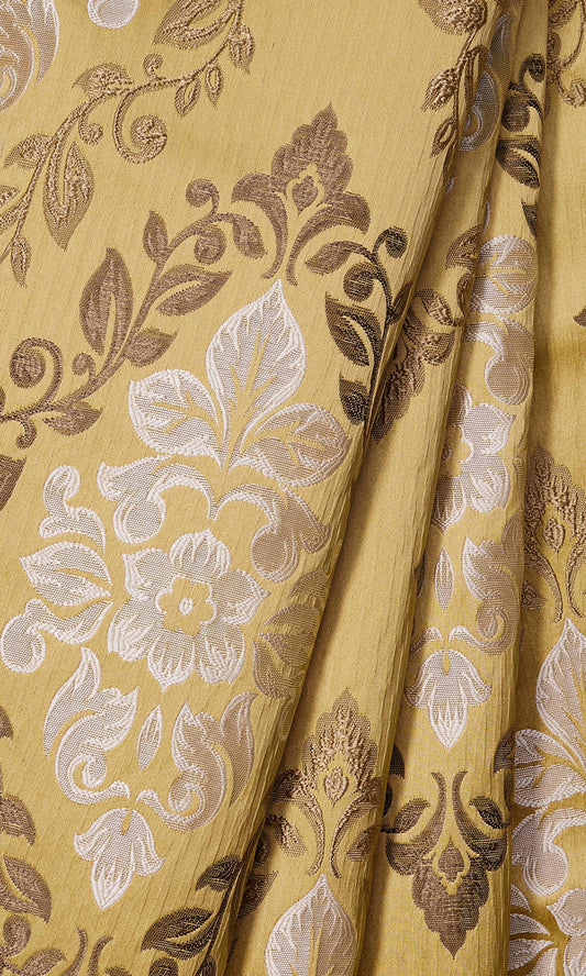 Damask Pattern Home Decor Fabric Sample (Mustard Yellow)
