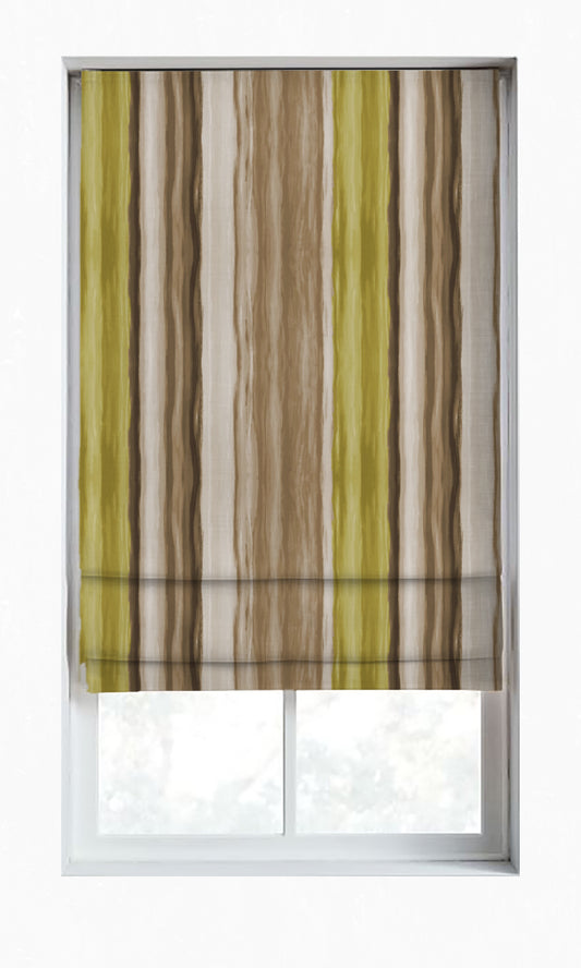 Striped Dimout Window Curtains (Yellow/ Brown/ Green)