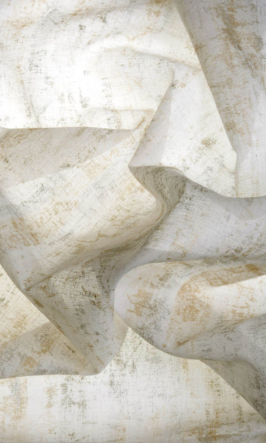 Printed Sheer Home Décor Fabric Sample (Metallic Golden/ Yellow)
