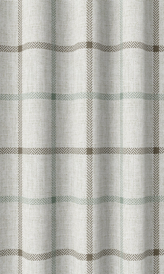 Check Patterned Home Decor Fabric Sample (Parchment White/ Blue)
